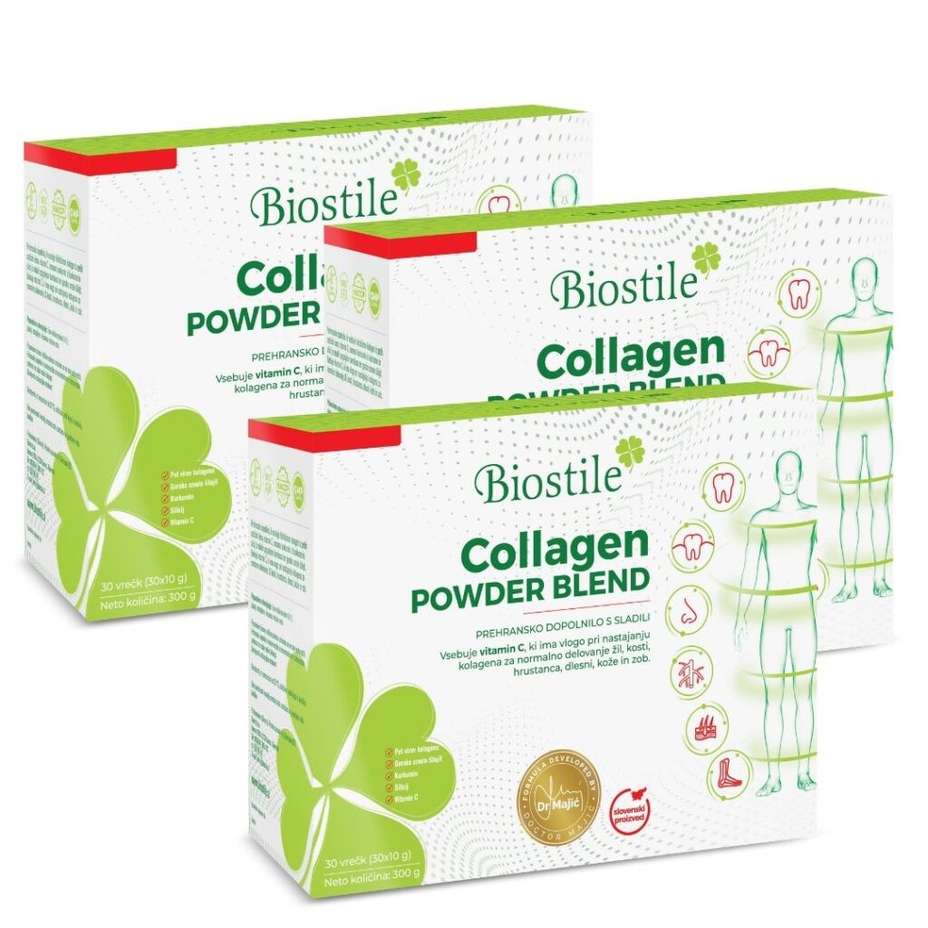 3x Collagen Powder Blend (kolagén) 50 + 10 zľava Biostile